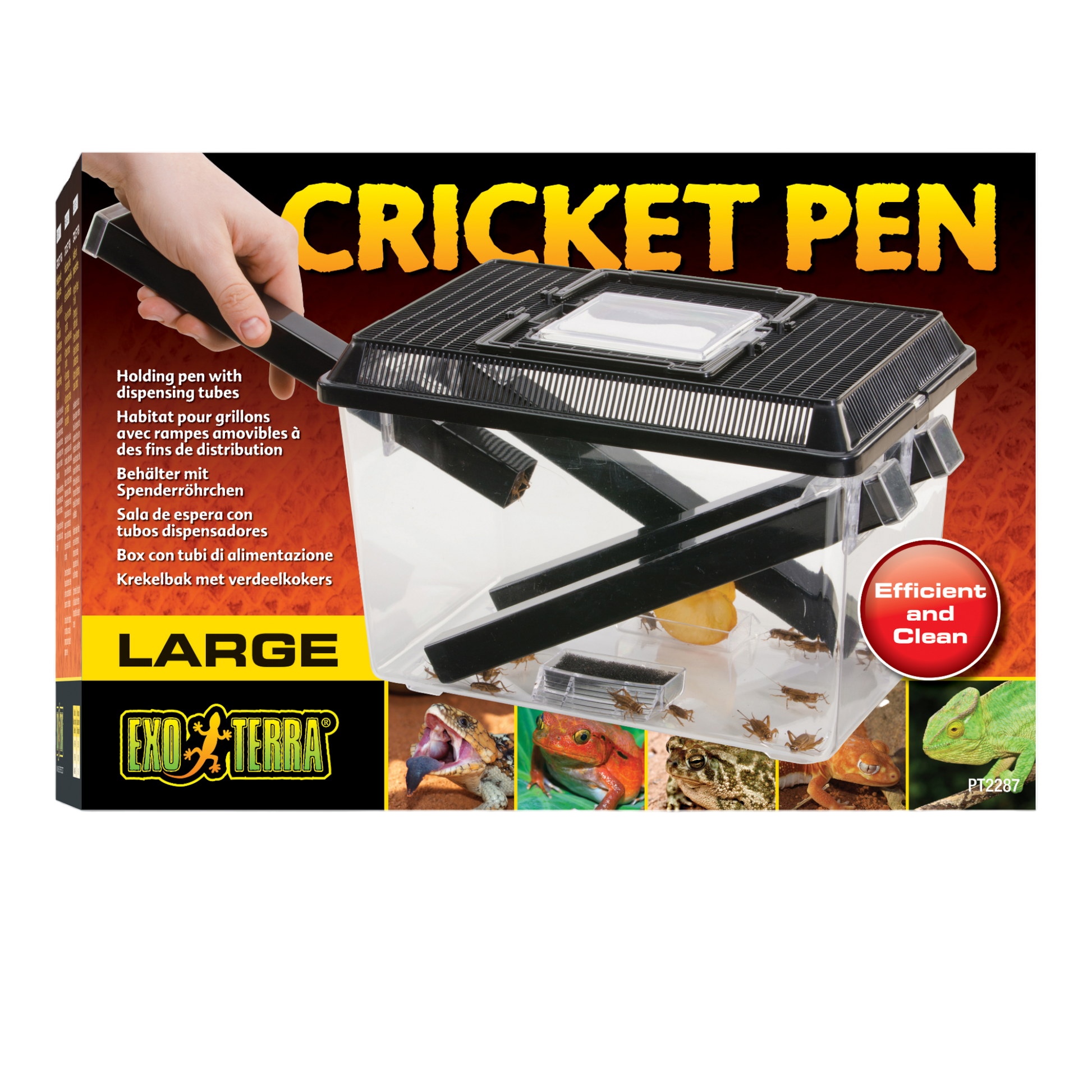 Cricket Pen ( Large )  Der Grillenbehälter ist ideal zum Halten und Ausgeben von lebenden Grillen. Grillen bevorzugen dunkle Plätze und kriechen daher gerne in die Röhrchen, die ihnen als Versteck dienen.