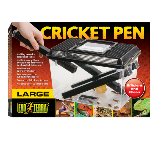 Cricket Pen ( Large )  Der Grillenbehälter ist ideal zum Halten und Ausgeben von lebenden Grillen. Grillen bevorzugen dunkle Plätze und kriechen daher gerne in die Röhrchen, die ihnen als Versteck dienen.