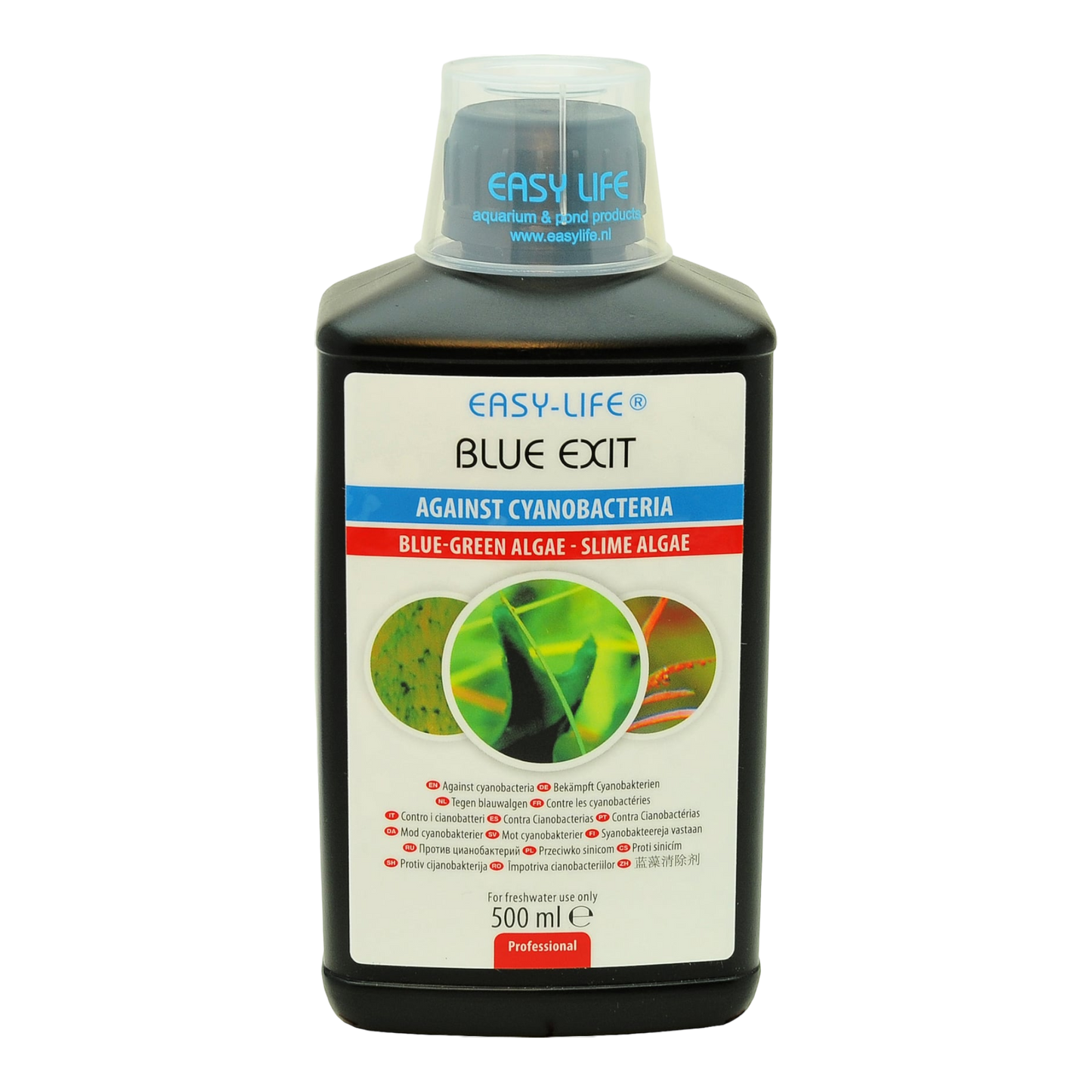 Mit Easy-Life Blue Exit  können ohne Einsatz von Antibiotika oder Verbindungen, die Kupfer enthalten, Blaualgen (Cyanobakterien) entfernt werden, damit ihr Wasser sauber bleibt.