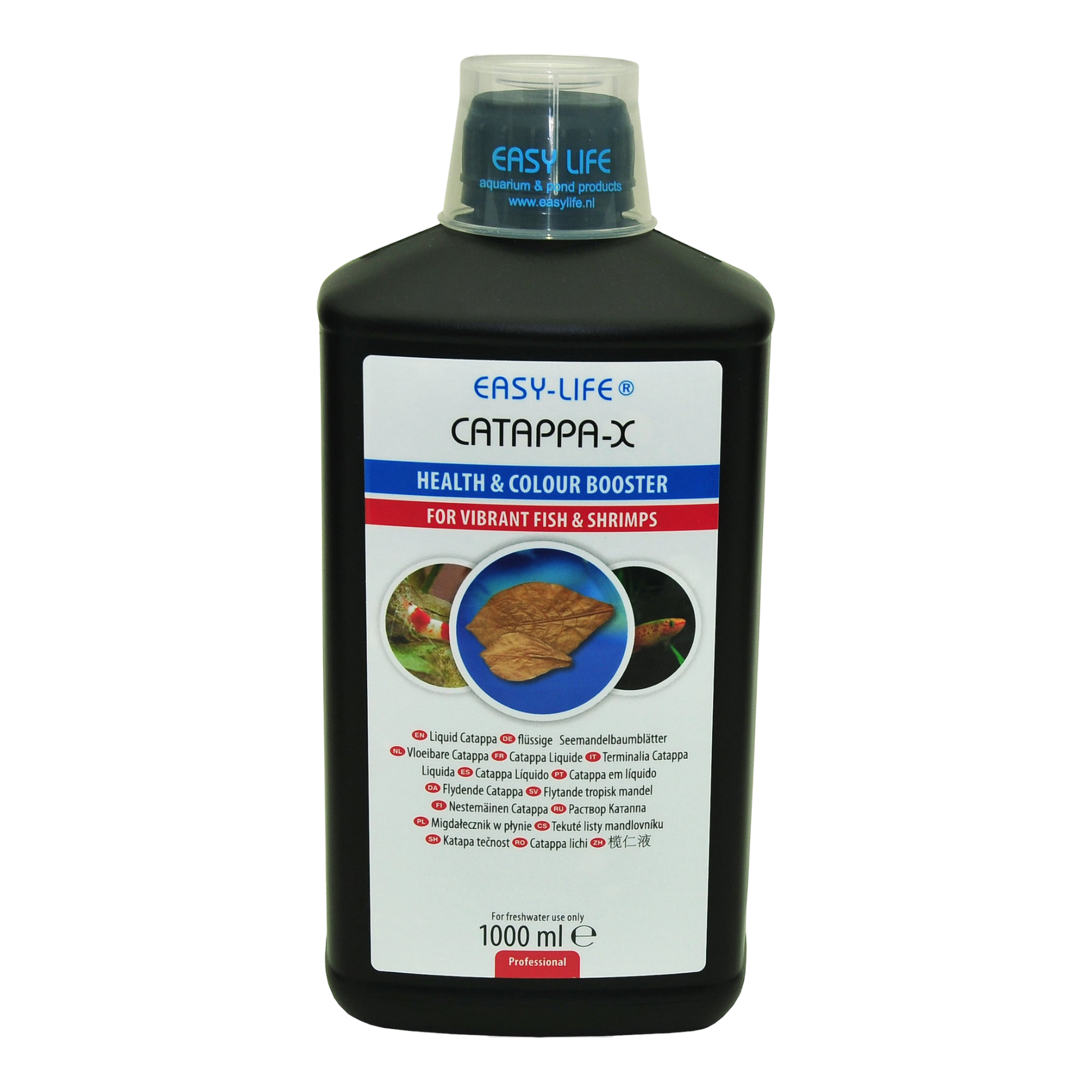 CATAPPA - X  Seemandelbaumblätter werden wegen der positiven Wirkung auf Fische und Garnelen in das Aquariumwasser gegeben. Catappa-X ist die effektive flüssige Variante.