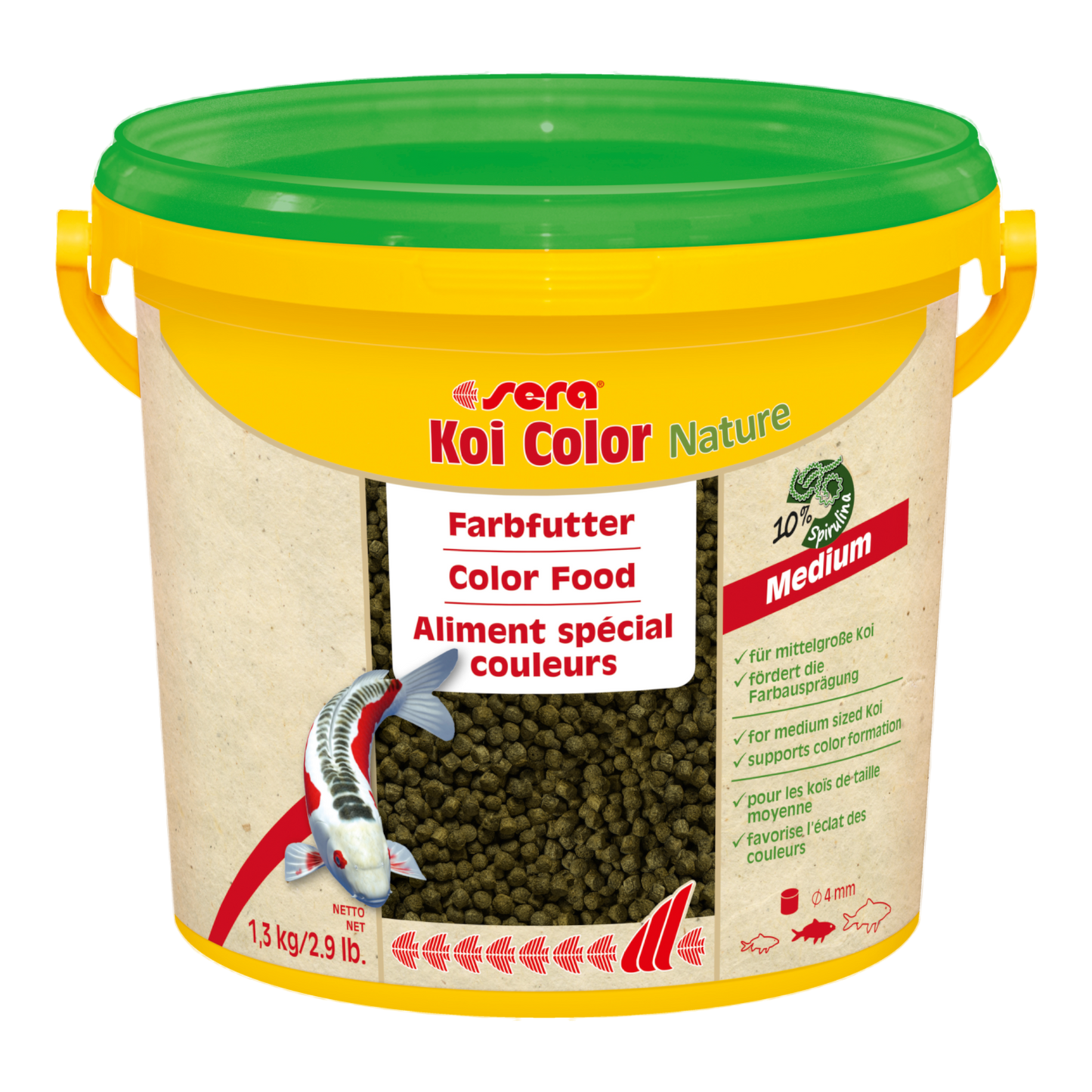 sera Koi Color Nature Medium (4 mm) ist das Farbfutter aus schonend hergestelltem Granulat ohne Farb- und Konservierungsstoffe.