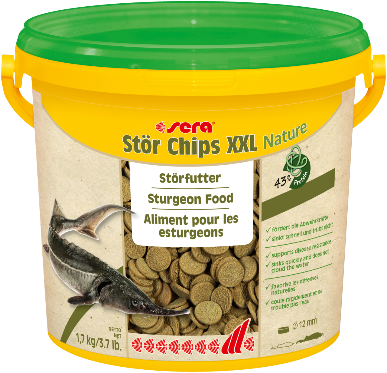 sera Stör Chips XXL Nature ist das Hauptfutter aus schonend hergestellten Chips ohne Farb- und Konservierungsstoffe für große carnivore Teichfische wie Störe ab einer Länge von 40 cm.