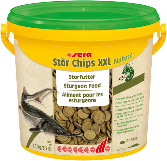 sera Stör Chips XXL Nature ist das Hauptfutter aus schonend hergestellten Chips ohne Farb- und Konservierungsstoffe für große carnivore Teichfische wie Störe ab einer Länge von 40 cm.