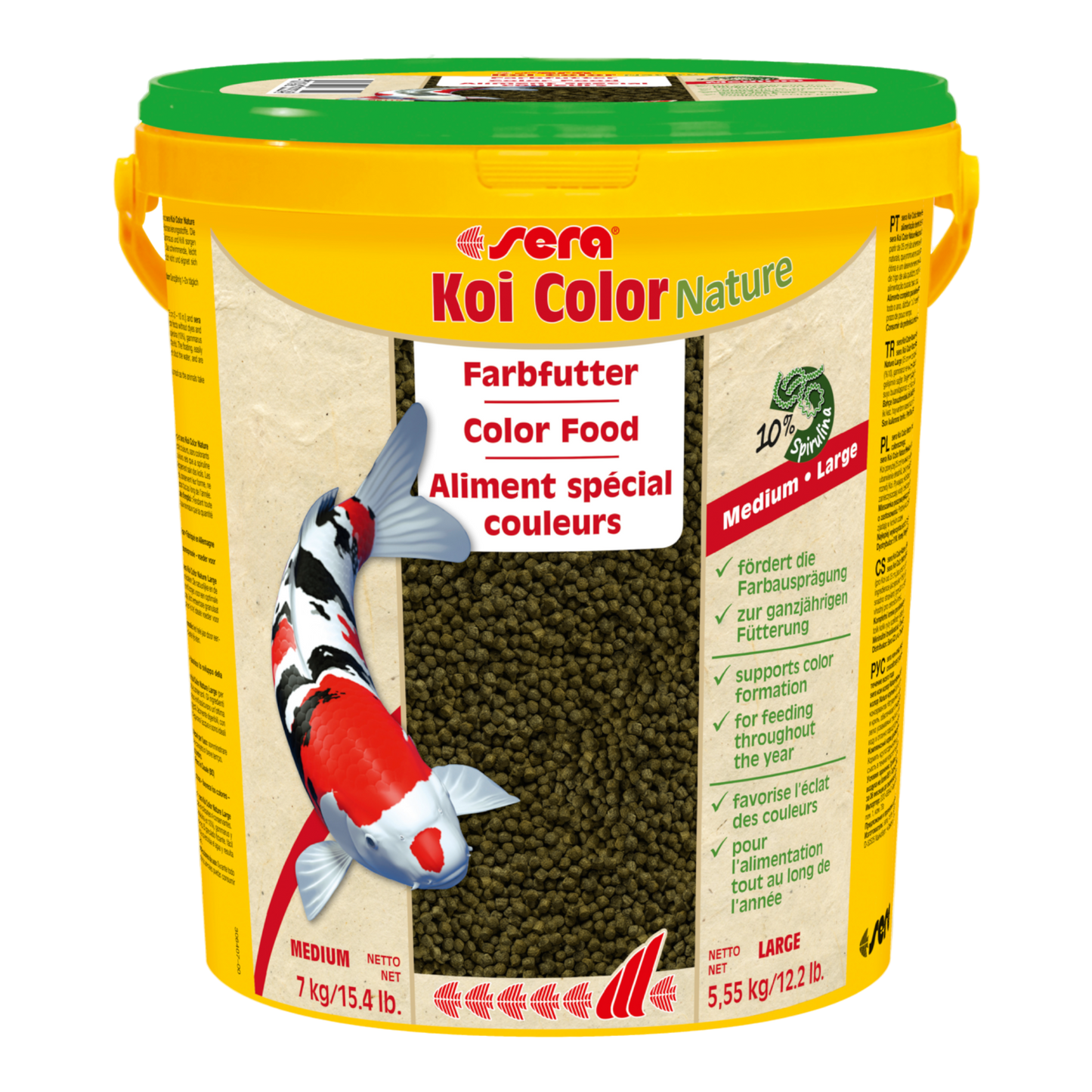 sera Koi Color Nature Medium (4 mm) ist das Farbfutter aus schonend hergestelltem Granulat ohne Farb- und Konservierungsstoffe.