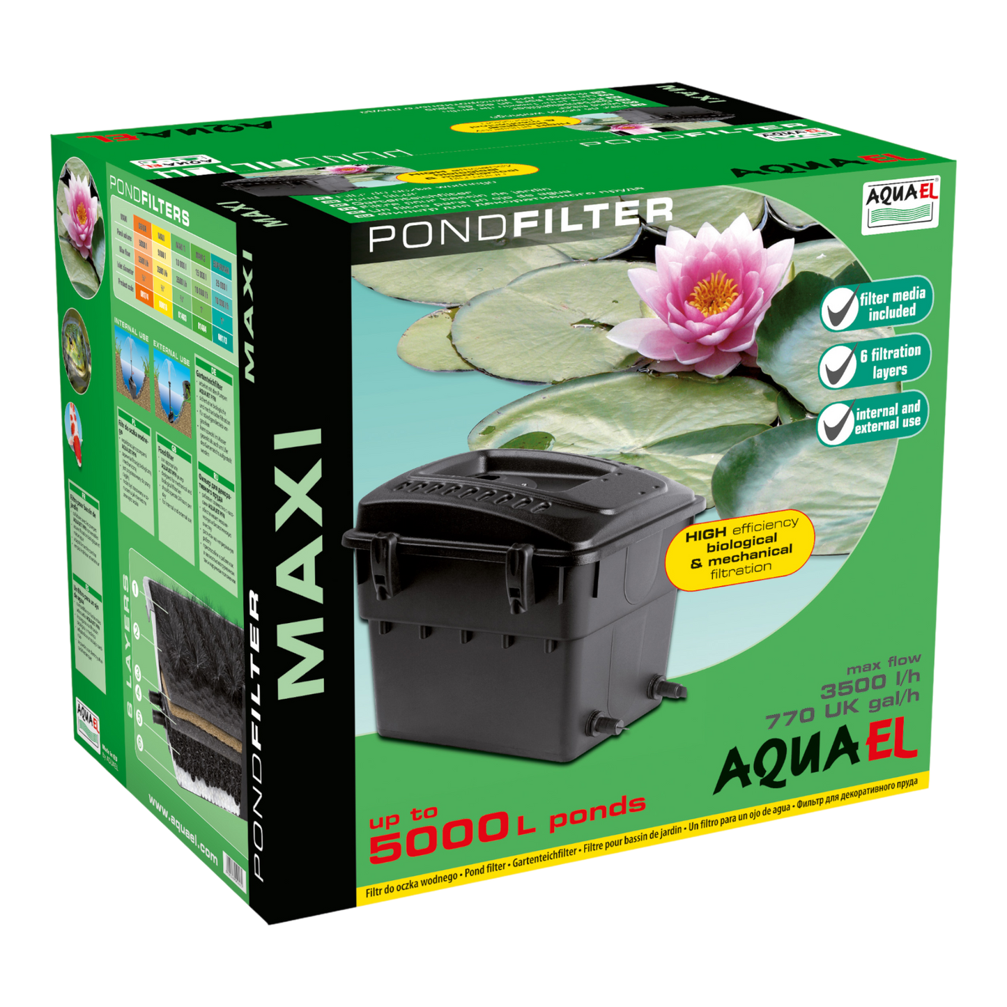 Aquael Maxi Teichfilter – Kristallklares Wasser für gesunde Teiche bis 5.000 Liter - AQUAWORLD.AT
