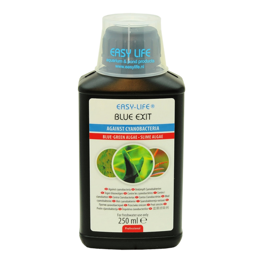 Mit Easy-Life Blue Exit  können ohne Einsatz von Antibiotika oder Verbindungen, die Kupfer enthalten, Blaualgen (Cyanobakterien) entfernt werden, damit ihr Wasser sauber bleibt.