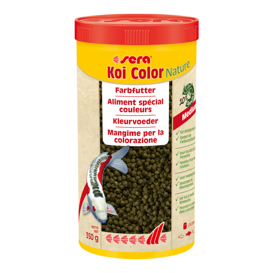 sera Koi Color Nature Medium (4 mm) ist das Farbfutter aus schonend hergestelltem Granulat ohne Farb- und Konservierungsstoffe.